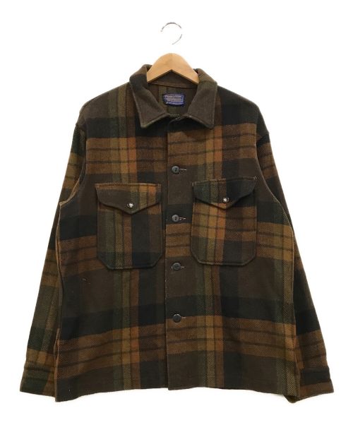 PENDLETON（ペンドルトン）PENDLETON (ペンドルトン) 90’S チェックウールシャツジャケット ブラウン サイズ:Mの古着・服飾アイテム