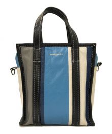 BALENCIAGA（バレンシアガ）の古着「Bazar Shopper 2WAYバッグ」｜ブルー×ホワイト×グレー