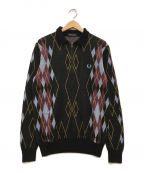 FRED PERRYフレッドペリー）の古着「ARGYLE ZIP NECK JUMPER」｜ブラック