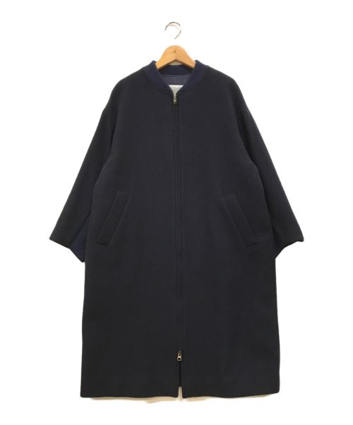 BEARDSLEY（ビアズリー）BEARDSLEY (ビアズリー) 袖ニットコンビコート ネイビーの古着・服飾アイテム