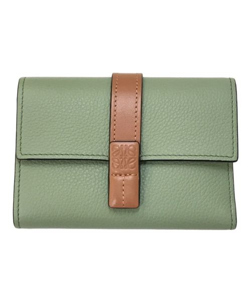 LOEWE（ロエベ）LOEWE (ロエベ) SGC SMALL VERTICAL WALLET グリーン×ブラウンの古着・服飾アイテム