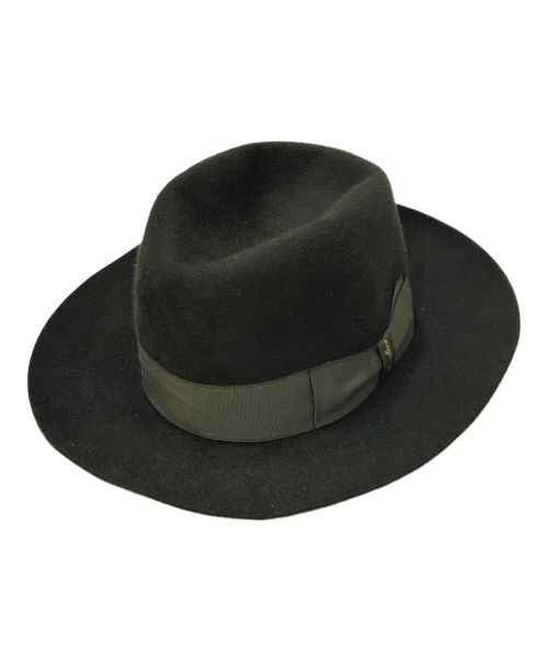 BORSALINO（ボルサリーノ）BORSALINO (ボルサリーノ) ALESSANDRIA 中折れハット ブラック×グリーンの古着・服飾アイテム