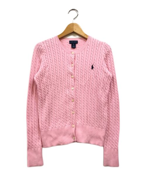 RALPH LAUREN（ラルフローレン）RALPH LAUREN (ラルフローレン) ケーブルニットカーディガン ピンク サイズ:キッズXL(16)の古着・服飾アイテム