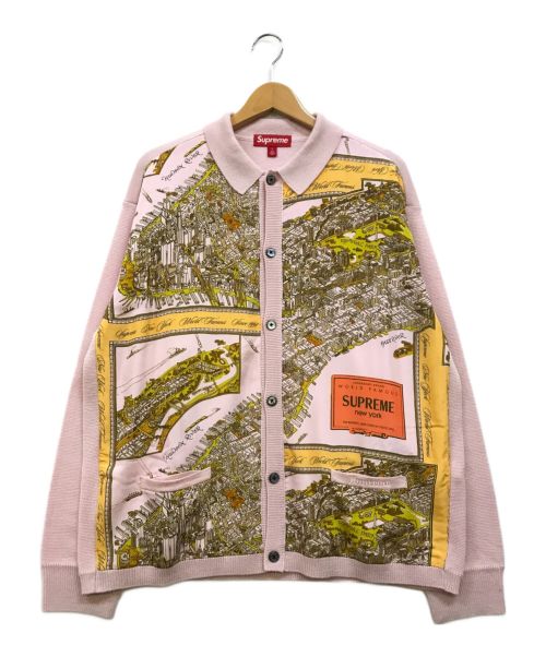 SUPREME（シュプリーム）SUPREME (シュプリーム) silk map cardigan ピンク×イエロー サイズ:Lの古着・服飾アイテム