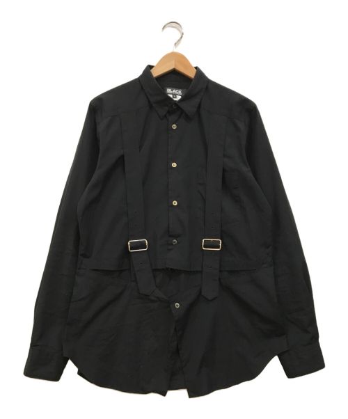 BLACK COMME des GARCONS（ブラック コムデギャルソン）BLACK COMME des GARCONS (ブラック コムデギャルソン) ベルテット ハーネスシャツ ブラック サイズ:Lの古着・服飾アイテム