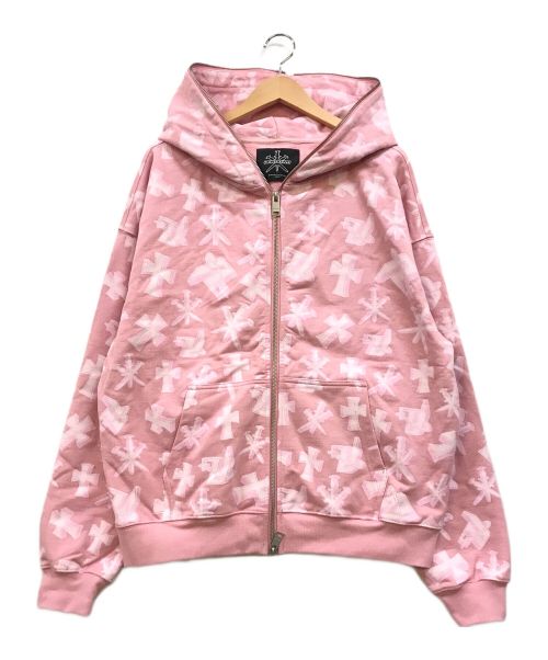 unknown（アンノーン）unknown (アンノーン) 3D Monogram Logo Full Zip ピンク サイズ:Mの古着・服飾アイテム