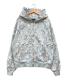 unknown（アンノーン）の古着「3D Monogram Logo Full Zip」｜スカイブルー