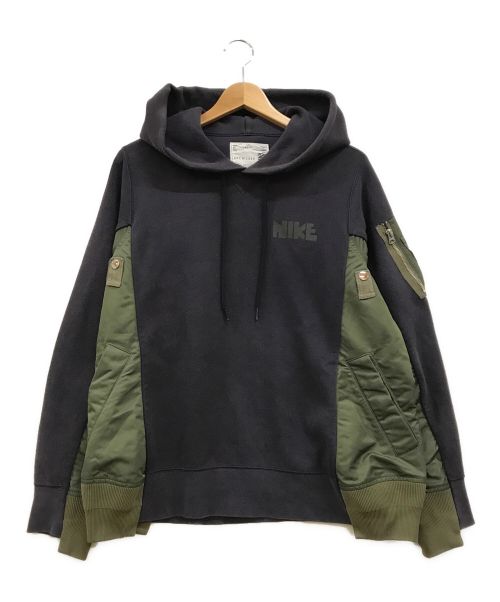 NIKE（ナイキ）NIKE (ナイキ) sacai (サカイ) NRG HOODY MA-1 パーカー ネイビー×オリーブ サイズ:Sの古着・服飾アイテム