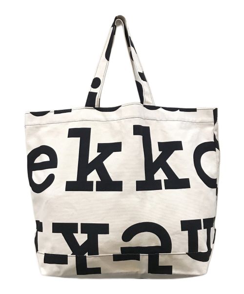 marimekko（マリメッコ）marimekko (マリメッコ) AHKERA LOGO BAG ベージュ×ブラックの古着・服飾アイテム