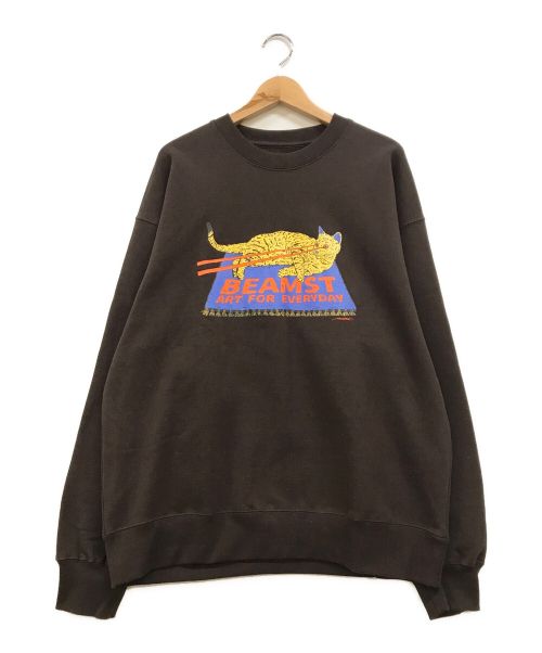 BEAMS T（ビームスティー）BEAMS T (ビームスティー) 別注 HIROTTON / ART FOR EVERYDAY LOGO CREWNECK SWEAT ブラウン サイズ:XLの古着・服飾アイテム