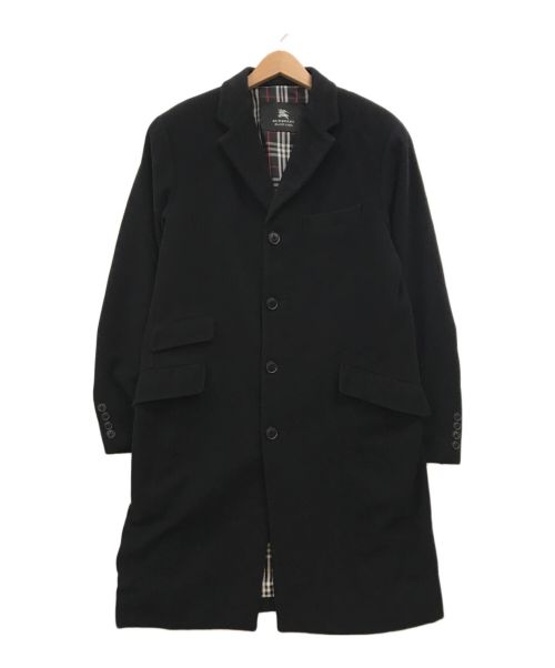 BURBERRY BLACK LABEL（バーバリーブラックレーベル）BURBERRY BLACK LABEL (バーバリーブラックレーベル) アンゴラチェスターコート ブラック サイズ:Mの古着・服飾アイテム