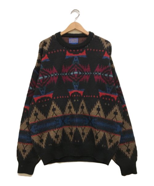 PENDLETON（ペンドルトン）PENDLETON (ペンドルトン) USA製  ウールニット ブラック×レッド サイズ:XLの古着・服飾アイテム