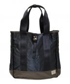 PORTER×SAC'S BARポーター×サックスバー）の古着「PORTER STORM 2WAYトートバッグ」｜ネイビー×ブラウン