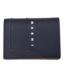 MARNI（マルニ）の古着「BILLFOLD W/COIN PURSE  2つ折りコンパクトウォレット」｜ネイビー×ブラウン