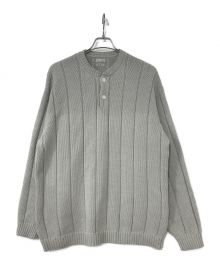 STEVEN ALAN（スティーブンアラン）の古着「BALLOON CTN WIDE/RIB HENLEY NECK SWEATER」｜グレー