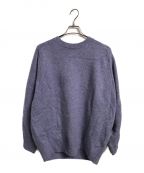 H BEAUTY&YOUTHエイチ ビューティー&ユース）の古着「5GAUGE CLASSIC WOOL BALLOON CREW NECK KNIT」｜パープル