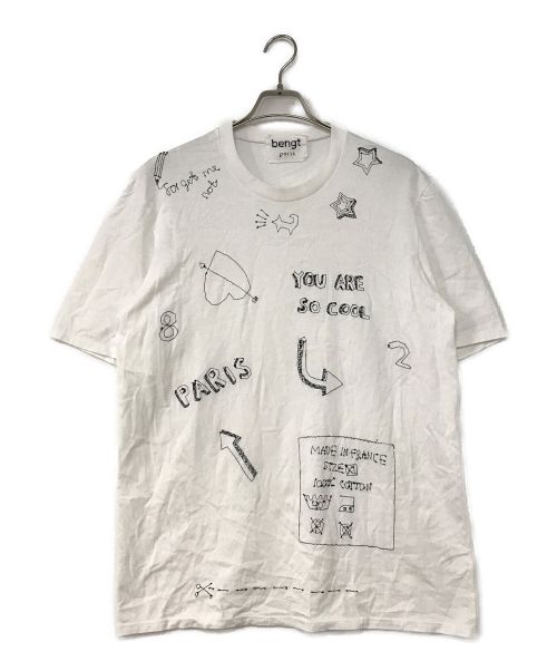 bengt paris（ベンクト パリ）bengt paris (ベンクト パリ) EMBROIDERED T-SHIRT ホワイト サイズ:XLの古着・服飾アイテム