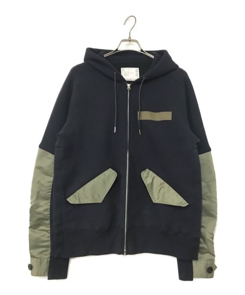 sacai（サカイ）sacai (サカイ) Nylon Twill Mix Sponge Sweat Blouson ネイビー サイズ:3の古着・服飾アイテム