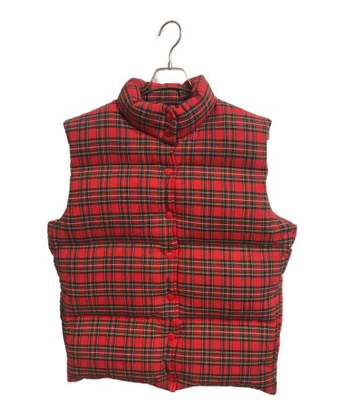 ERL（イーアールエル）ERL (イーアールエル) PLAID PUFFER VEST WOVEN レッド サイズ:XLの古着・服飾アイテム