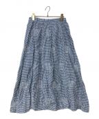 ISSEY MIYAKE HaaTイッセイミヤケハート）の古着「ギンガムチェックシャーリングデザインスカート」｜ブルー