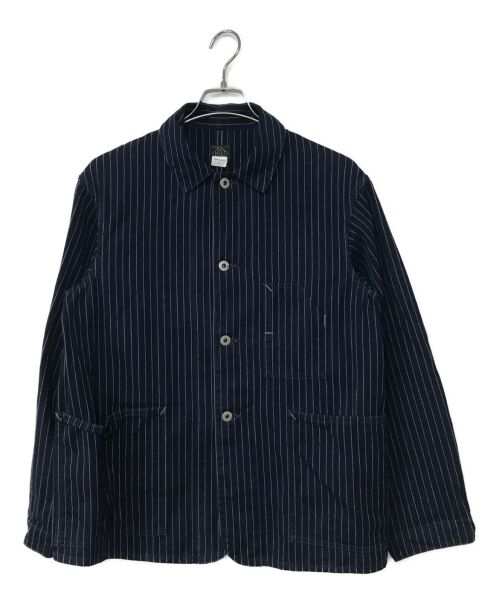 POST O'ALLS（ポストオーバーオールズ）POST O'ALLS (ポストオーバーオールズ) ストライプジャケット ネイビー サイズ:Sの古着・服飾アイテム