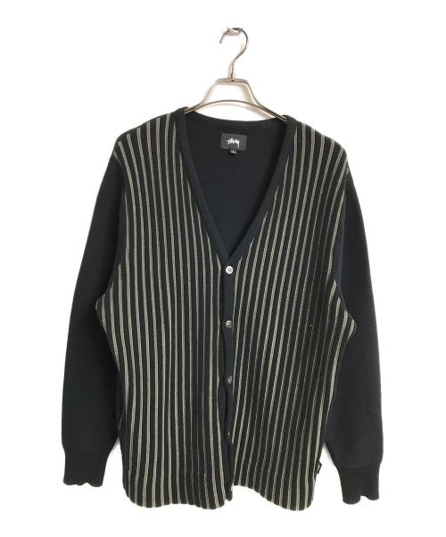 stussy（ステューシー）stussy (ステューシー) Stripe Cardigan ブラック サイズ:Lの古着・服飾アイテム