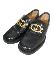 GUCCI（グッチ）の古着「LOAFERS インターロッキング G レザーシューズ」｜ブラック