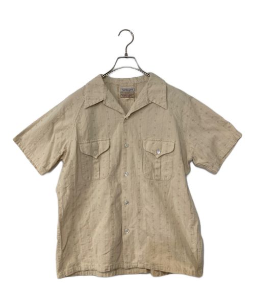 ADJUSTABLE COSTUME（アジャスタブルコスチューム）ADJUSTABLE COSTUME (アジャスタブルコスチューム) DOBBY STRIPE WORK STYLE BOTTUM DOWN SS SHIRT ベージュ サイズ:40の古着・服飾アイテム