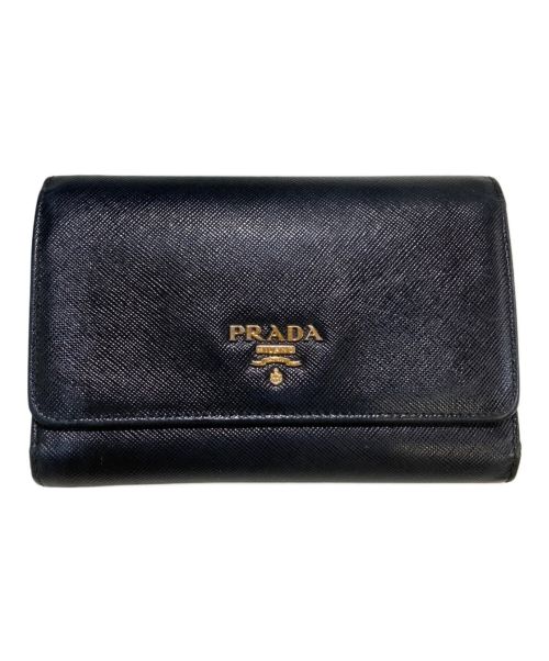 PRADA（プラダ）PRADA (プラダ) 3つ折り財布 ブラックの古着・服飾アイテム