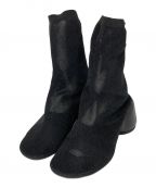 MM6 Maison Margielaエムエムシックス メゾンマルジェラ）の古着「6-Heel ankle boots in stretch knit」｜ブラック