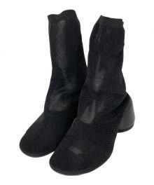 MM6 Maison Margiela（エムエムシックス メゾンマルジェラ）の古着「6-Heel ankle boots in stretch knit」｜ブラック