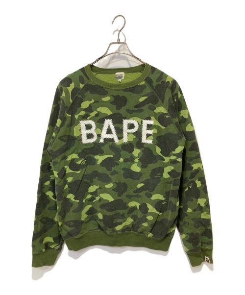 BAPE BY A BATHING APE（ベイプバイアベイシングエイプ）BAPE BY A BATHING APE (ベイプバイアベイシングエイプ) カモ柄スウェット グリーン サイズ:Ⅿの古着・服飾アイテム