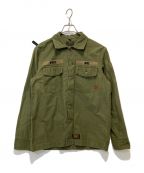 WTAPSダブルタップス）の古着「BUDS LS/SHIRT.COTTON.SATIN」｜グリーン