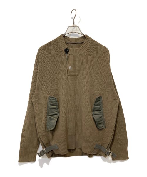 sacai（サカイ）sacai (サカイ) Nylon Twill x Knit Pullover ブラウン サイズ:1の古着・服飾アイテム