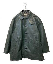 YOKE（ヨーク）の古着「CUT-OFF LEATHER CAR COAT JACKET」｜グリーン