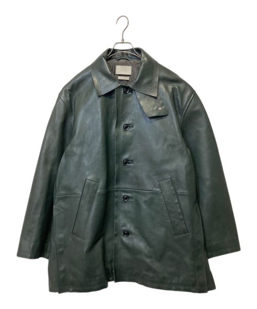 YOKE（ヨーク）YOKE (ヨーク) CUT-OFF LEATHER CAR COAT JACKET グリーン サイズ:SIZE 3の古着・服飾アイテム