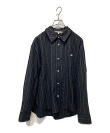 KITH（キス）の古着「Roanne Oversized Pinstripe Shirt」｜ブラック