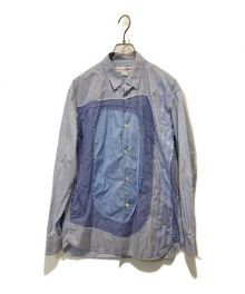 COMME des GARCONS SHIRT（コムデギャルソンシャツ）の古着「パッチワークストライプシャツ」｜スカイブルー