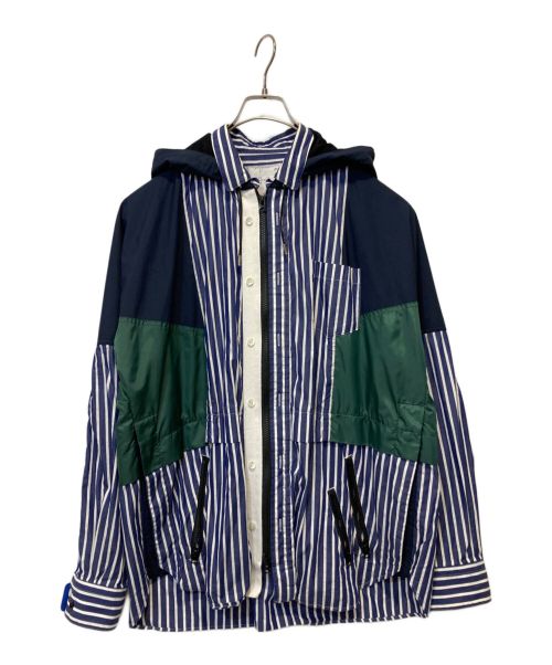 sacai（サカイ）sacai (サカイ) ドッキングポプリンシャツジャケット ブルー サイズ:2の古着・服飾アイテム