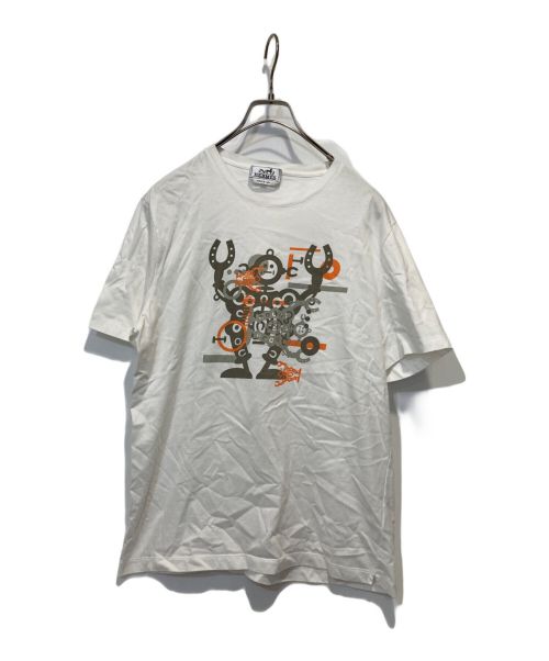 HERMES（エルメス）HERMES (エルメス) プリントTシャツ ホワイト サイズ:Ｌの古着・服飾アイテム