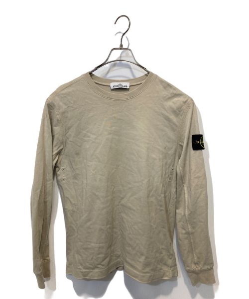 STONE ISLAND（ストーンアイランド）STONE ISLAND (ストーンアイランド) ヘビーウェイトコットンクルーネック長袖Tシャツ ベージュ サイズ:Sの古着・服飾アイテム