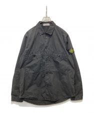 STONE ISLAND (ストーンアイランド) ガーメントダイコットンワークシャツ ブラック サイズ:M