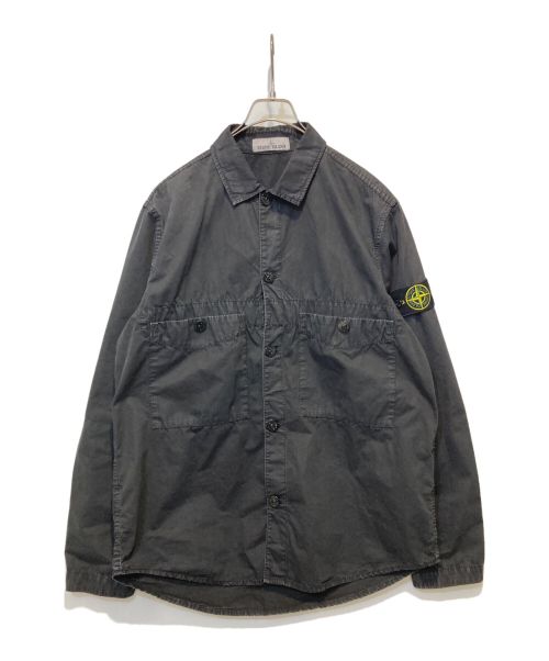 STONE ISLAND（ストーンアイランド）STONE ISLAND (ストーンアイランド) ガーメントダイコットンワークシャツ ブラック サイズ:Mの古着・服飾アイテム