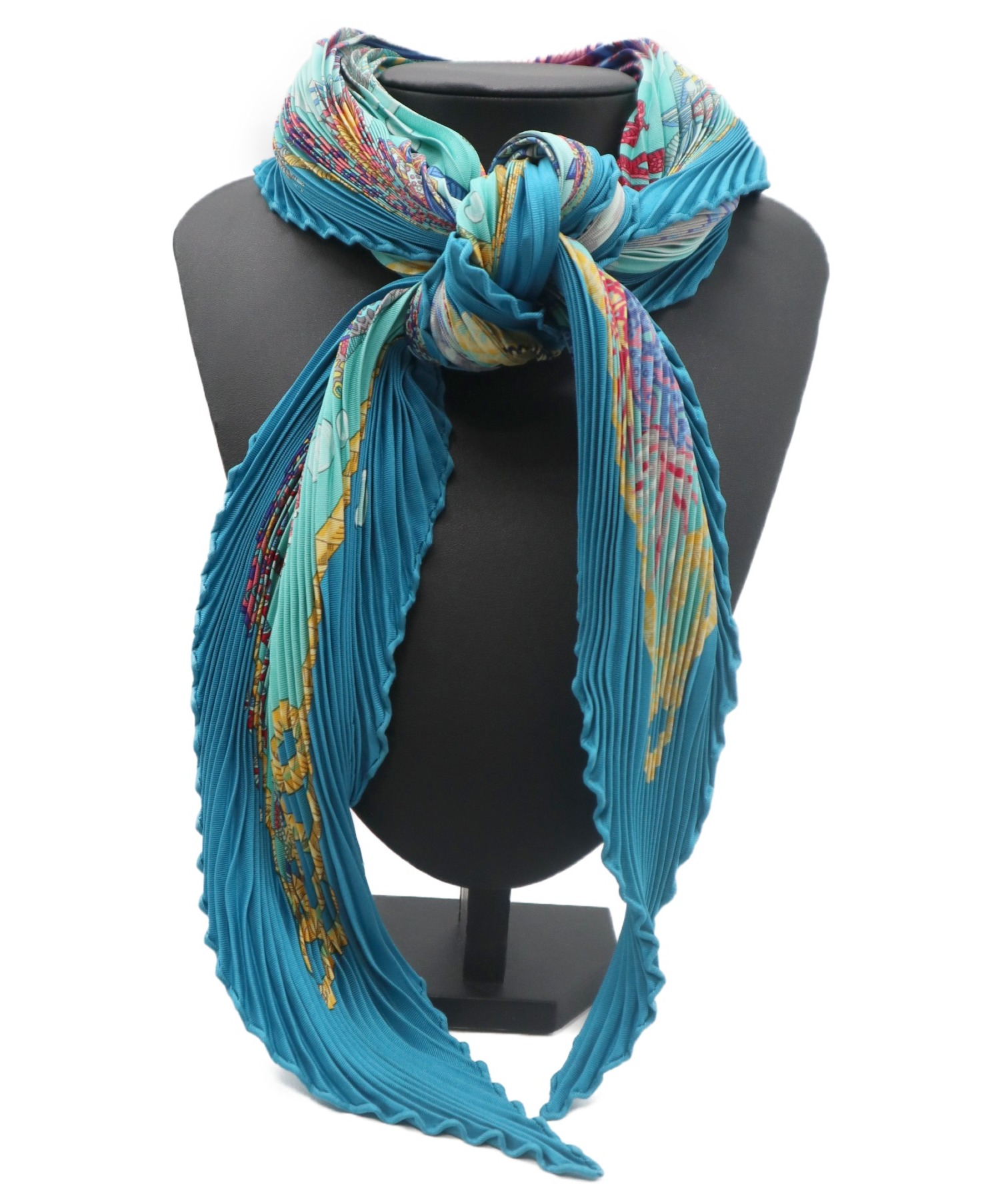 エルメス　スカーフ／プリーツサイズ約W50×H130cm