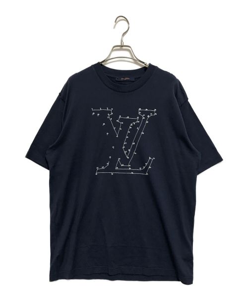 LOUIS VUITTON（ルイ ヴィトン）LOUIS VUITTON (ルイ ヴィトン) LVステッチプリントアンドエンブロイダリーTシャツ ネイビー サイズ:XLの古着・服飾アイテム