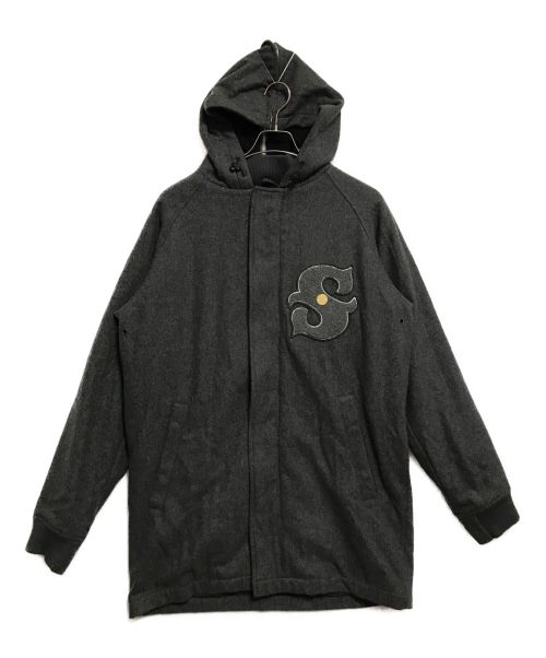 stussy（ステューシー）stussy (ステューシー) ウールフーデッドコート グレー サイズ:Lの古着・服飾アイテム