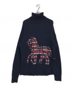 COACHコーチ）の古着「Horse And Carriage Intarsia Turtleneck」｜ネイビー