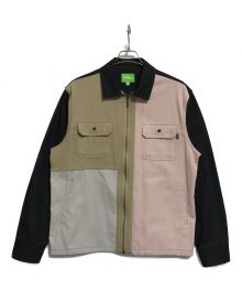 HUF（ハフ）の古着「SPLIT ZIP WORK SHIRT」｜ブラック×ベージュ