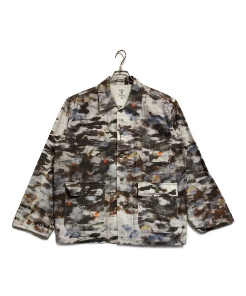 South2 West8（サウスツー ウエストエイト）south2 west8 (サウスツー ウエストエイト) Hunting Shirt Cotton Back Sateen / Painting Pt. ホワイト×ブラウン サイズ:S 未使用品の古着・服飾アイテム