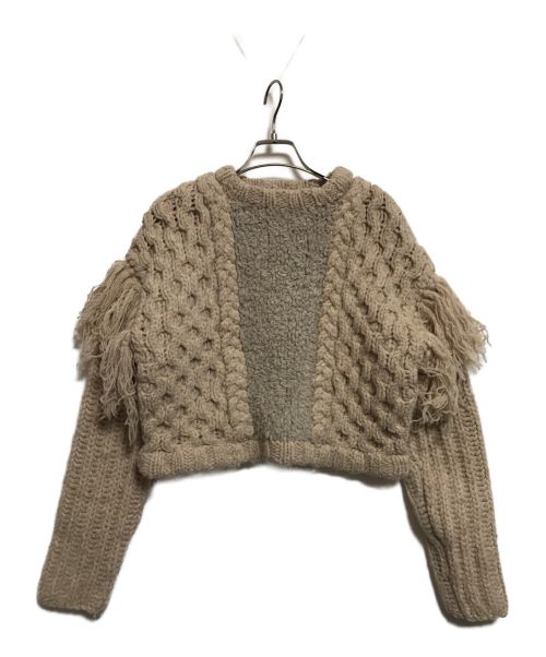 LEINWANDE（ラインヴァンド）LEINWANDE (ラインヴァンド) Combination Wool Cable Knit Top ベージュ サイズ:FREEの古着・服飾アイテム